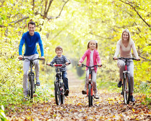 Family on their bikes